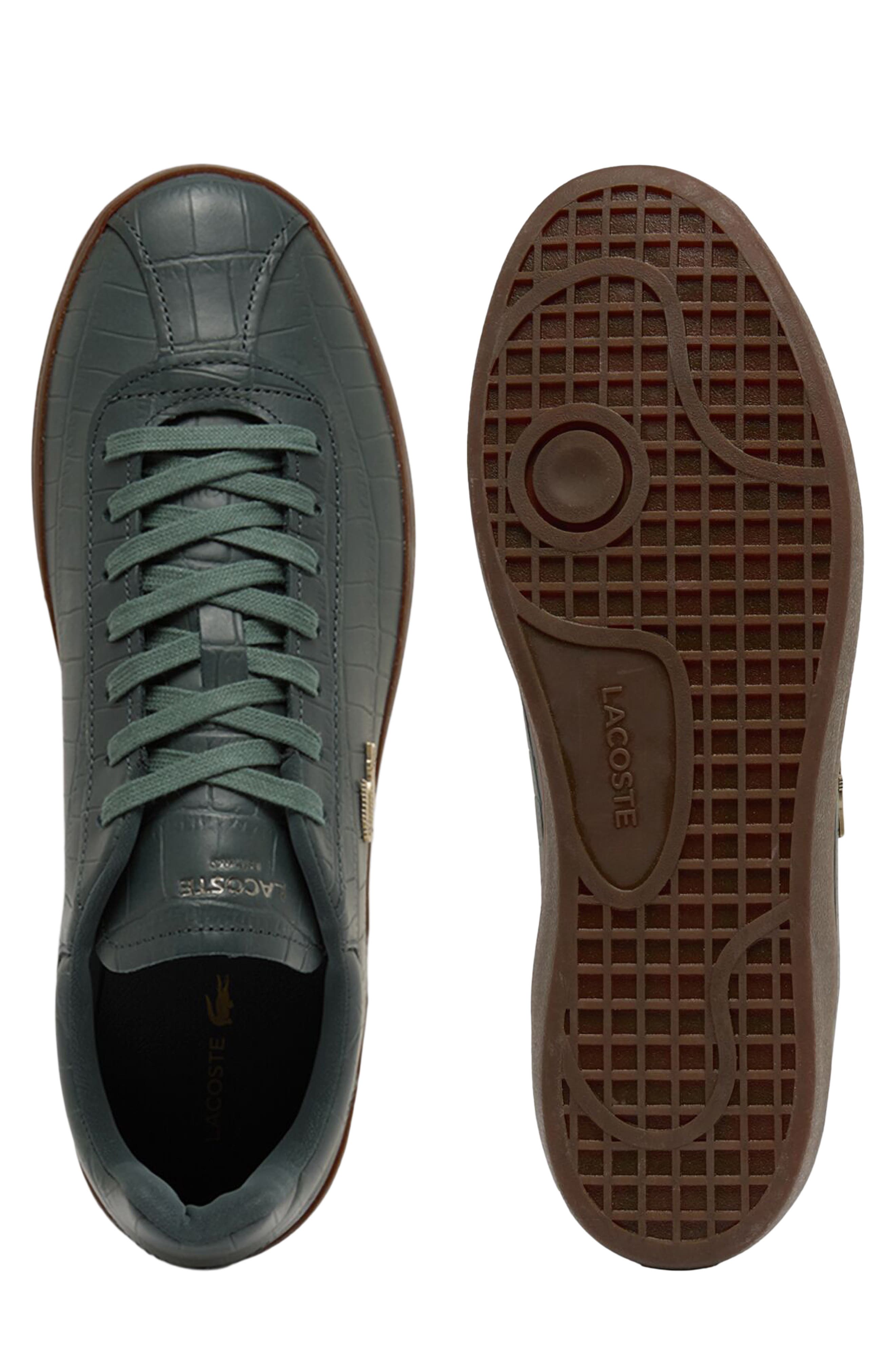 Lacoste Baseshot Croc Debossed Low Top Sneaker, Alternate, color, Green
