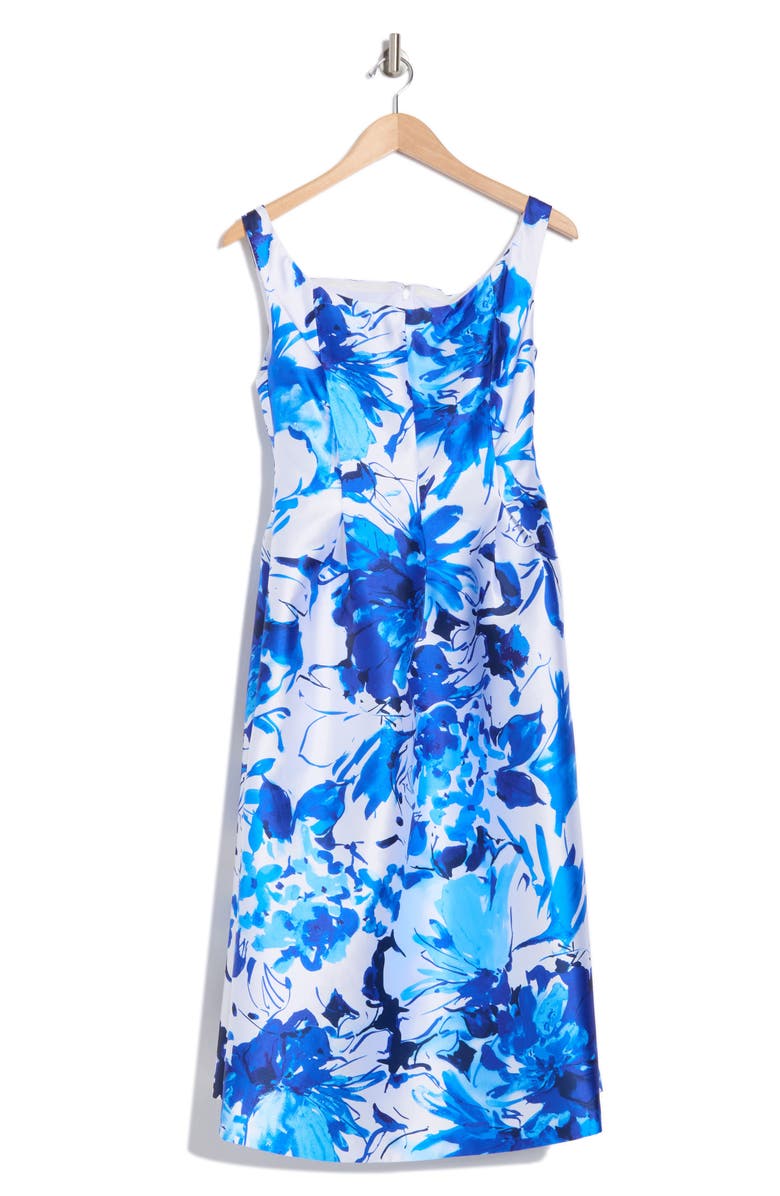 Donna Ricco Floral Off-the-Shoulder Midi Dress, Alternate, color, Blue Multi