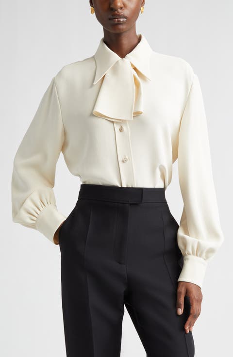 Solid Silk Cady Couture Button-Up Shirt