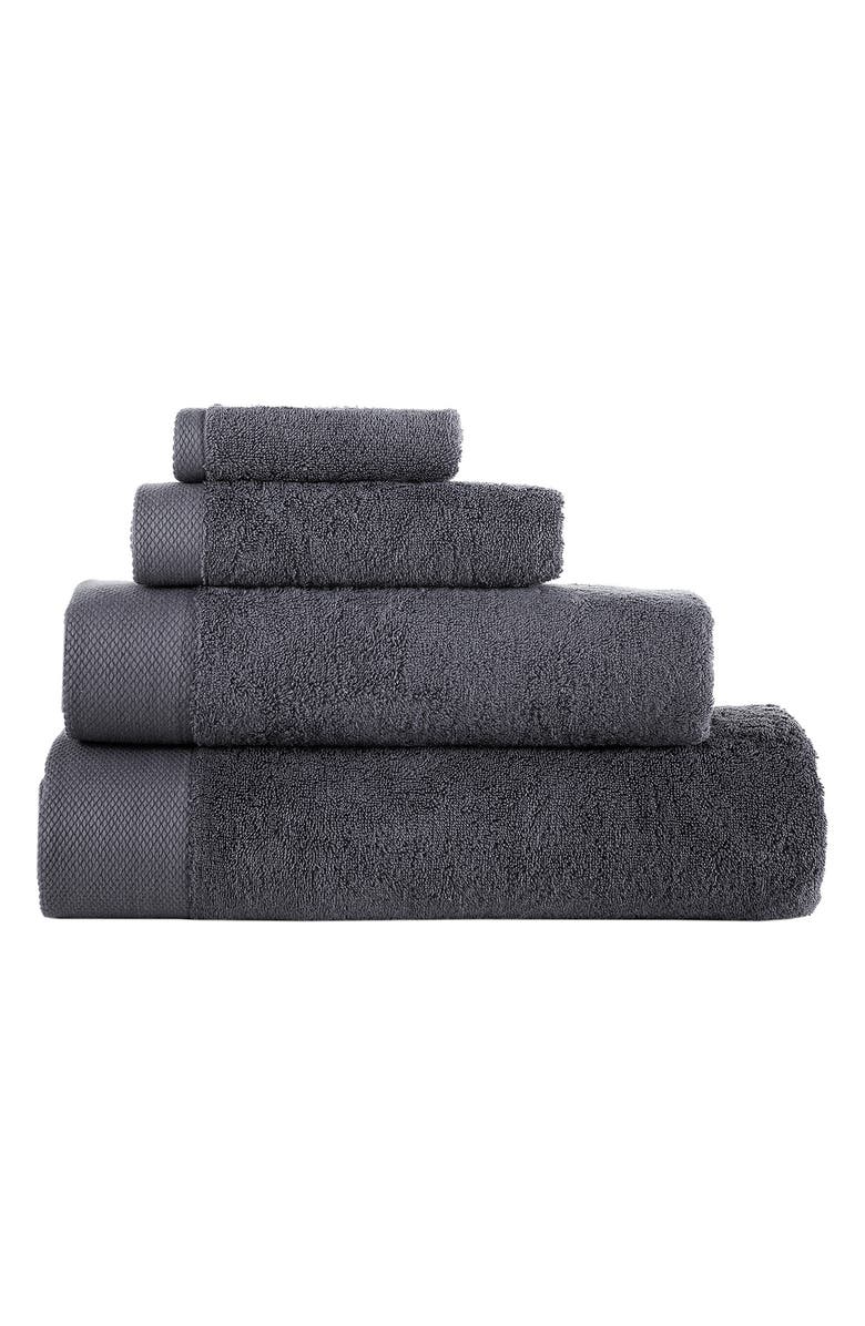 Brooks Brothers Solid Signature 4-Pack Turkish Cotton Washcloths, Alternate, color, Anthracite