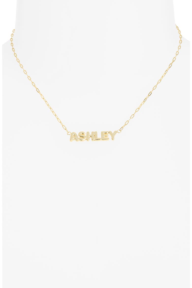 Custom Paperclip Chain Bubble Letter Nameplate Necklace, Alternate, color, GOLD/ SILVER