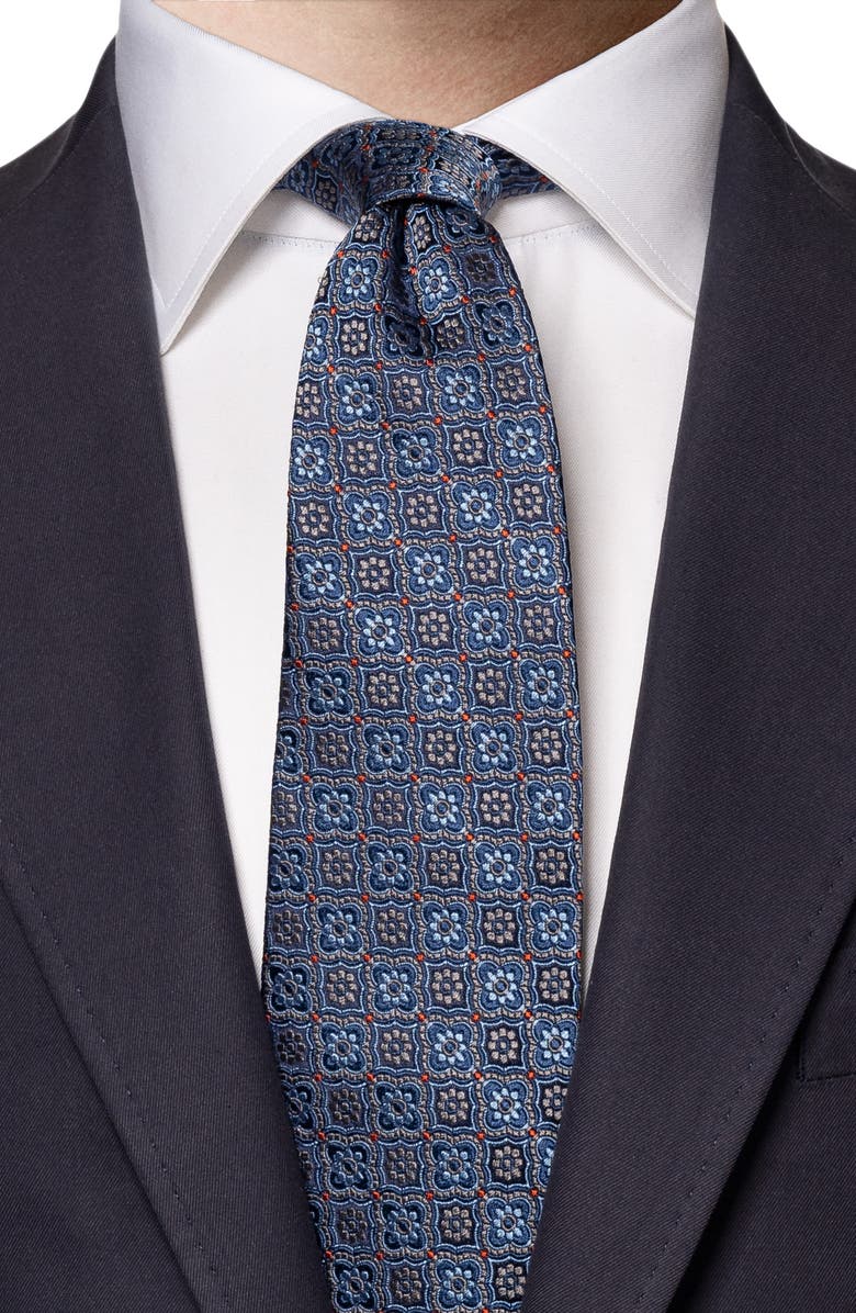 Eton Floral Medallion Silk Tie, Alternate, color, 