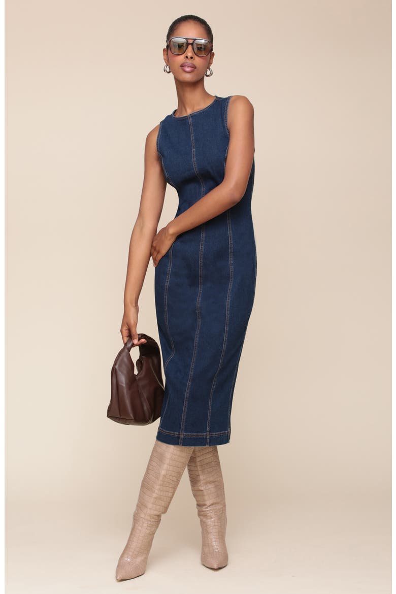 Sleeveless Denim Midi Dress, Alternate, color, PRAIA WASH