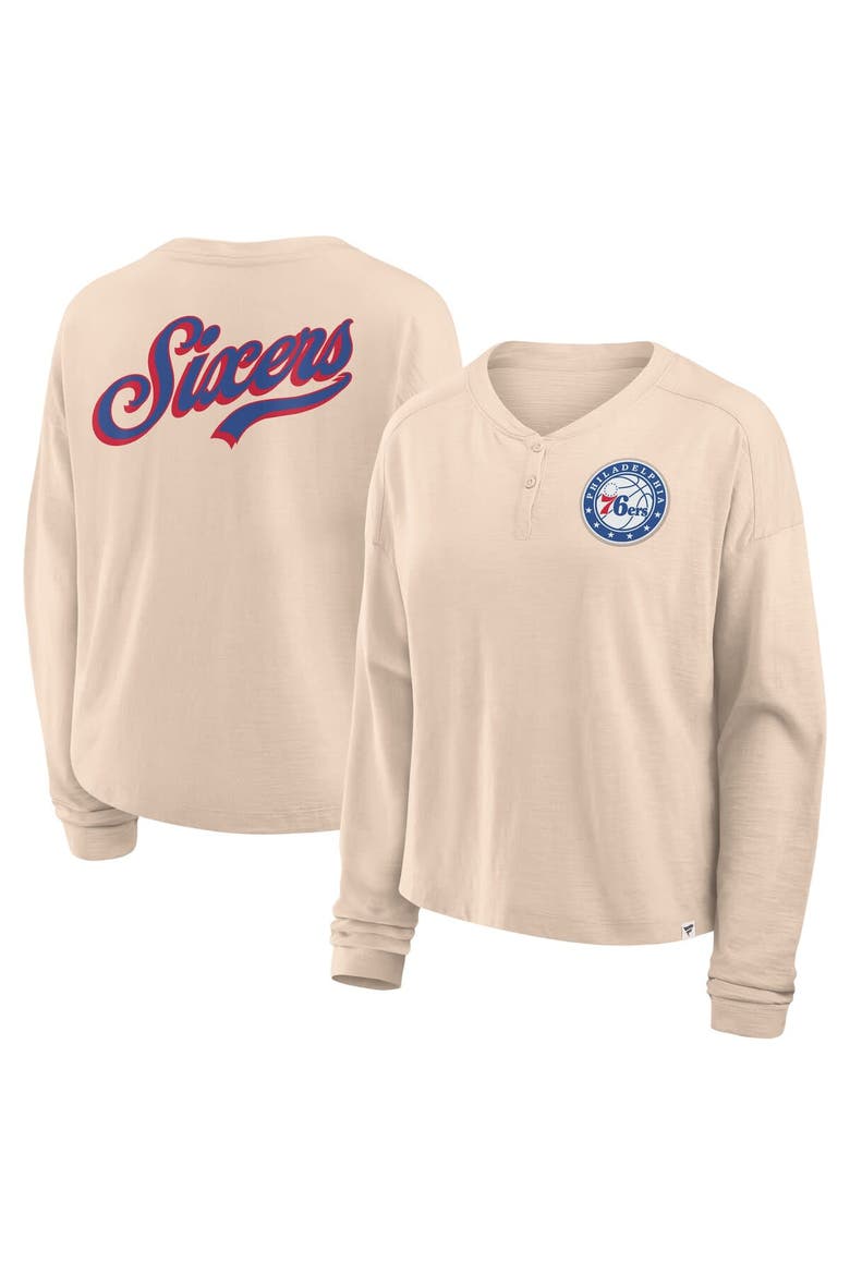 Women's Fanatics Natural Philadelphia 76ers Boxed Out Drop Fashion Long Sleeve T-Shirt, Main, color, Natural