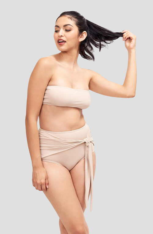 Sauipe Giovanna High Waisted Bikini Bottom In Camel