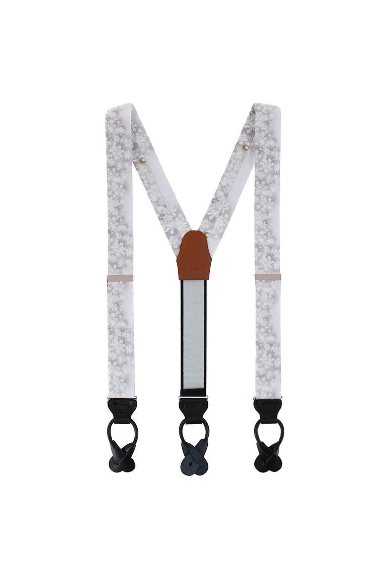 Big and Tall Jack's Frosty Winter Wonderland Silk Holiday Button End Suspenders, Alternate, color, Silver