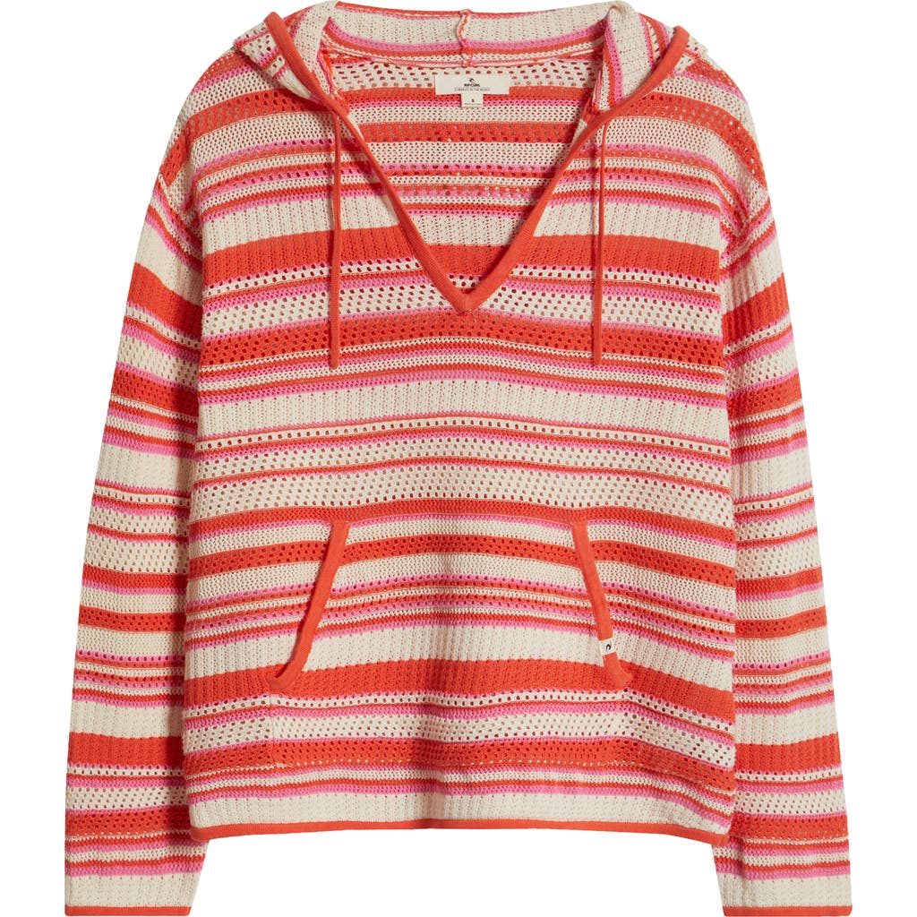 Rip Curl Sun To Sea Crochet Poncho In Mid Pink