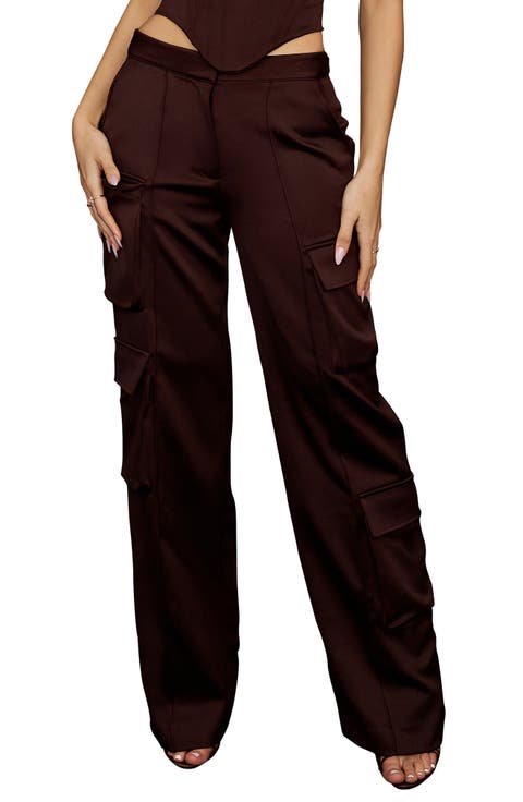 Daria Seamed Satin Cargo Trousers