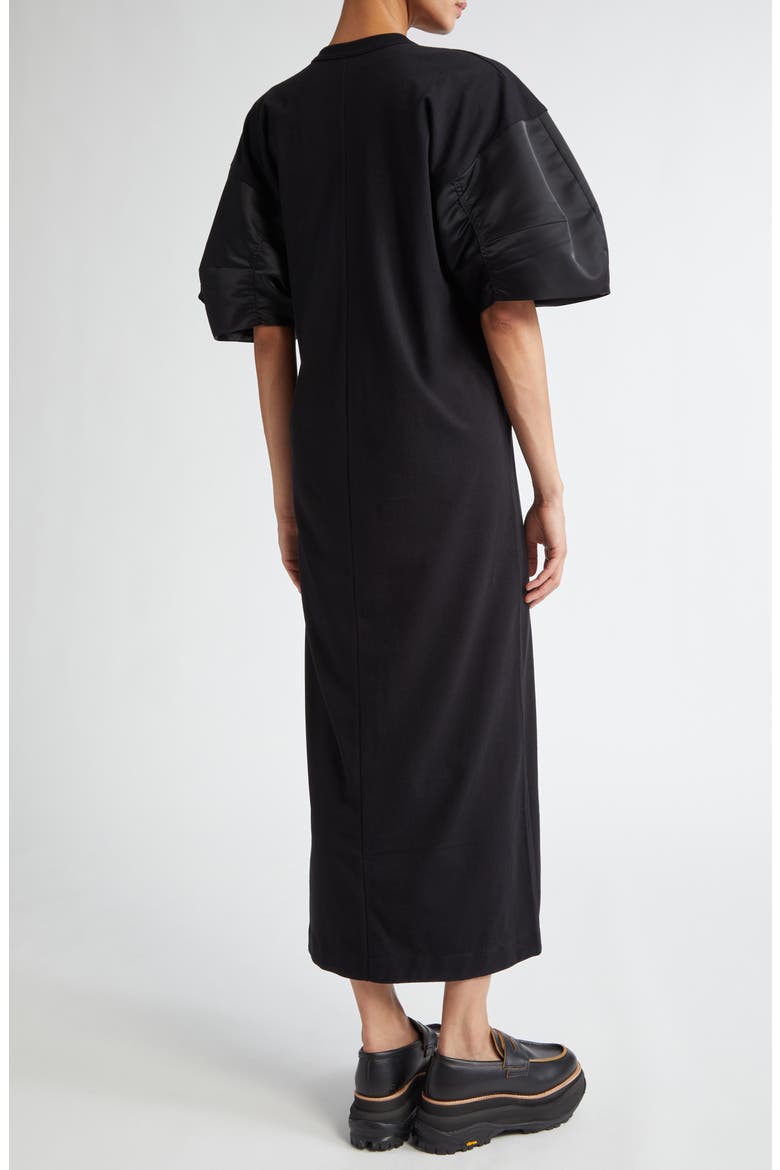 Mixed Media T-Shirt Maxi Dress, Alternate, color, BLACK
