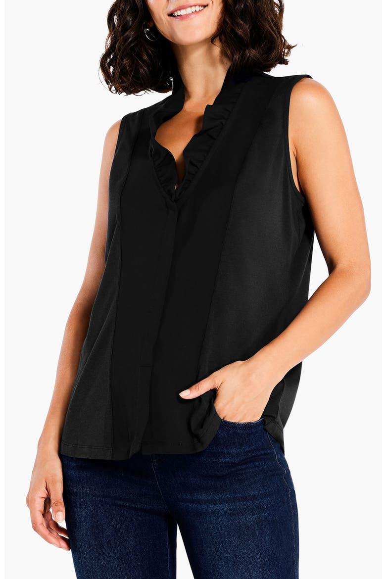 Ruffled Around Sleeveless Top, Main, color, BLACK ONYX