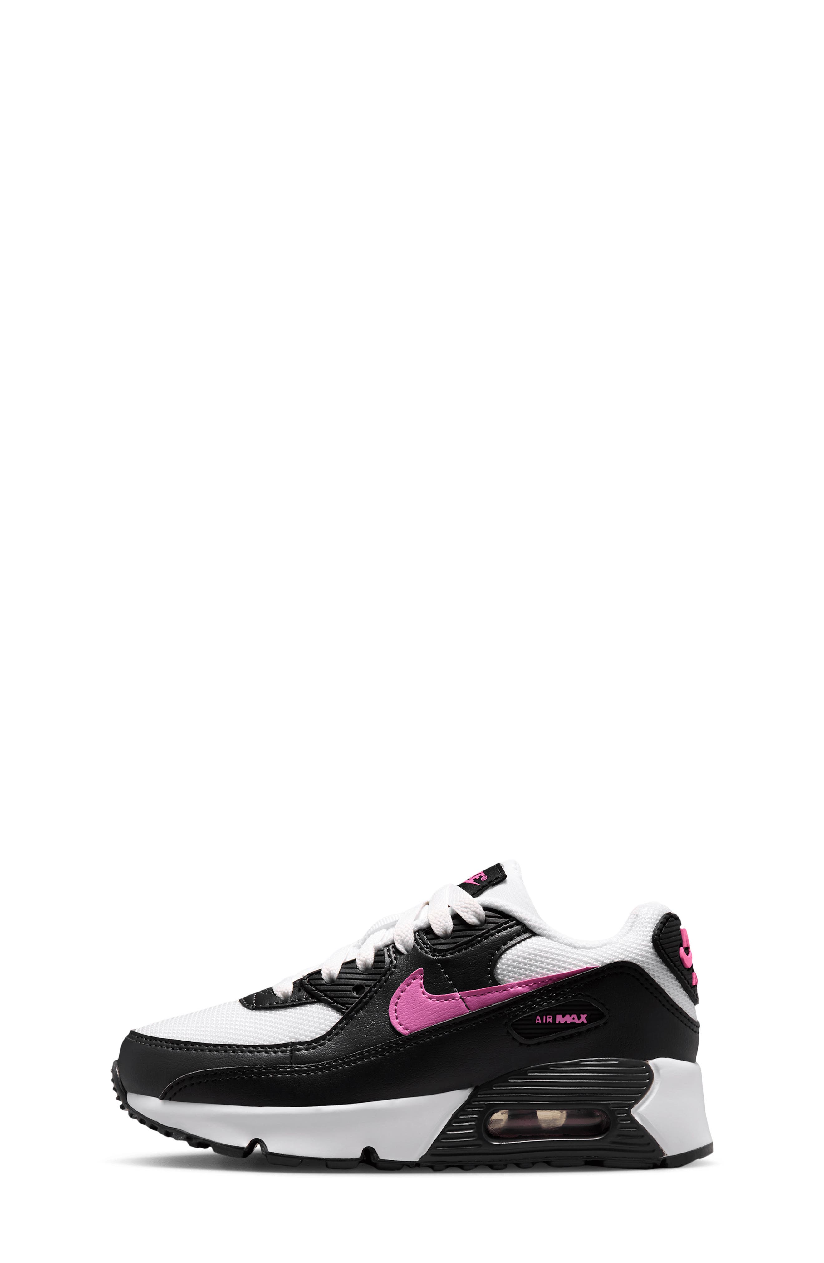 Kids' Air Max 90 Mesh Sneaker, Alternate, color, WHITE/BLACK/ANTHRACITE/PINK