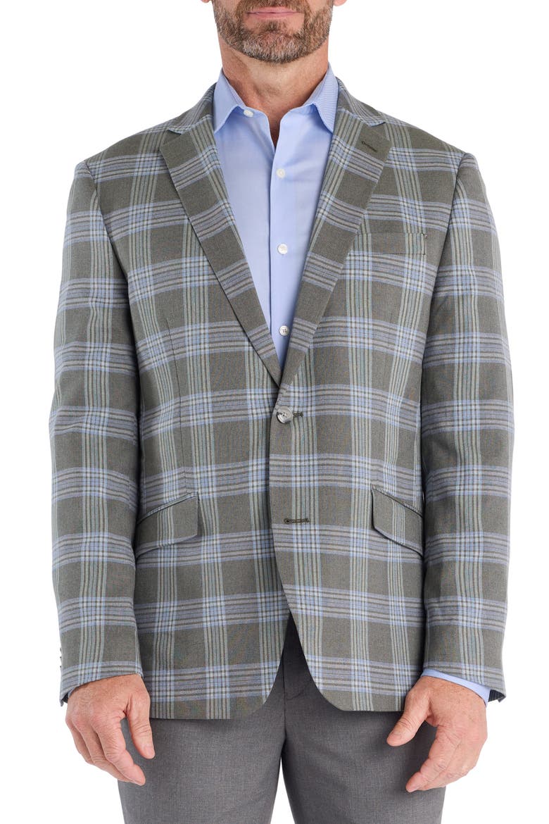 Olive & Blue Plaid Sport Coat, Main, color, OLIVE