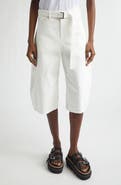 Sacai Belted Crop Denim Barrel Leg Jeans