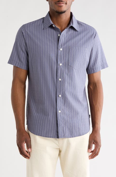 Jupiter Yarn Dyed Seersucker Short Sleeve Button-Up Shirt