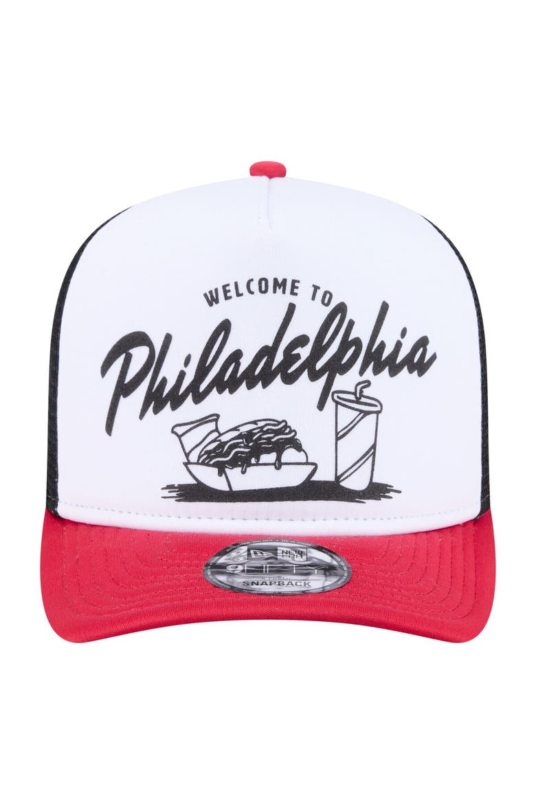 Men's New Era  White/Red Philadelphia Phillies Foodie A-Frame 9FIFTY Trucker Snapback Hat, Alternate, color, White