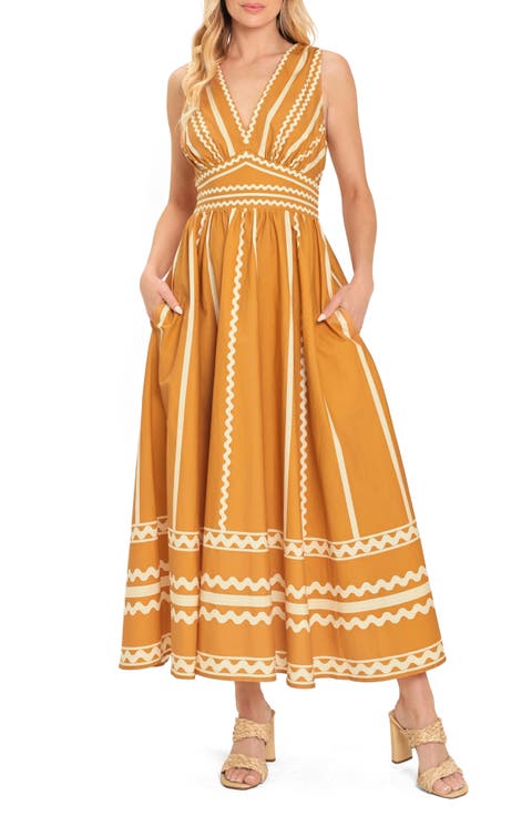 Rickrack Fit & Flare Maxi Dress
