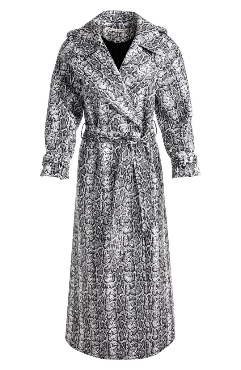 Alice + Olivia Jarret Snakeskin Print Coat, Alternate, color, Off White/ Black Python