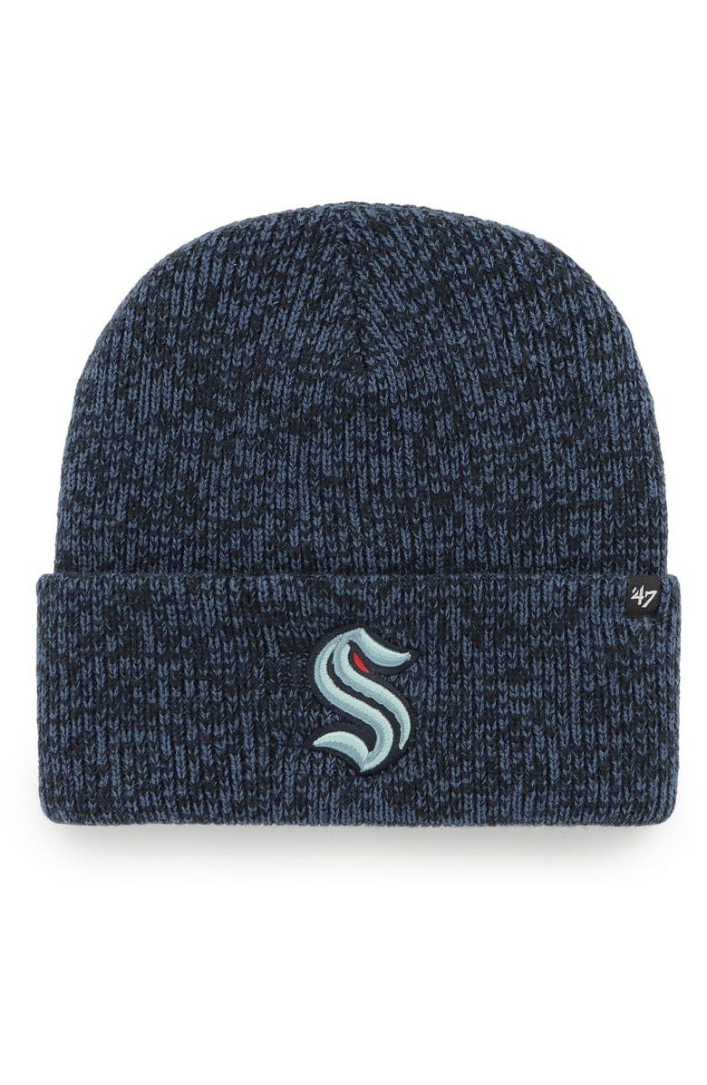 '47 Men's '47 Deep Sea Blue Seattle Kraken Brain Freeze Cuffed Knit Hat, Main, color,