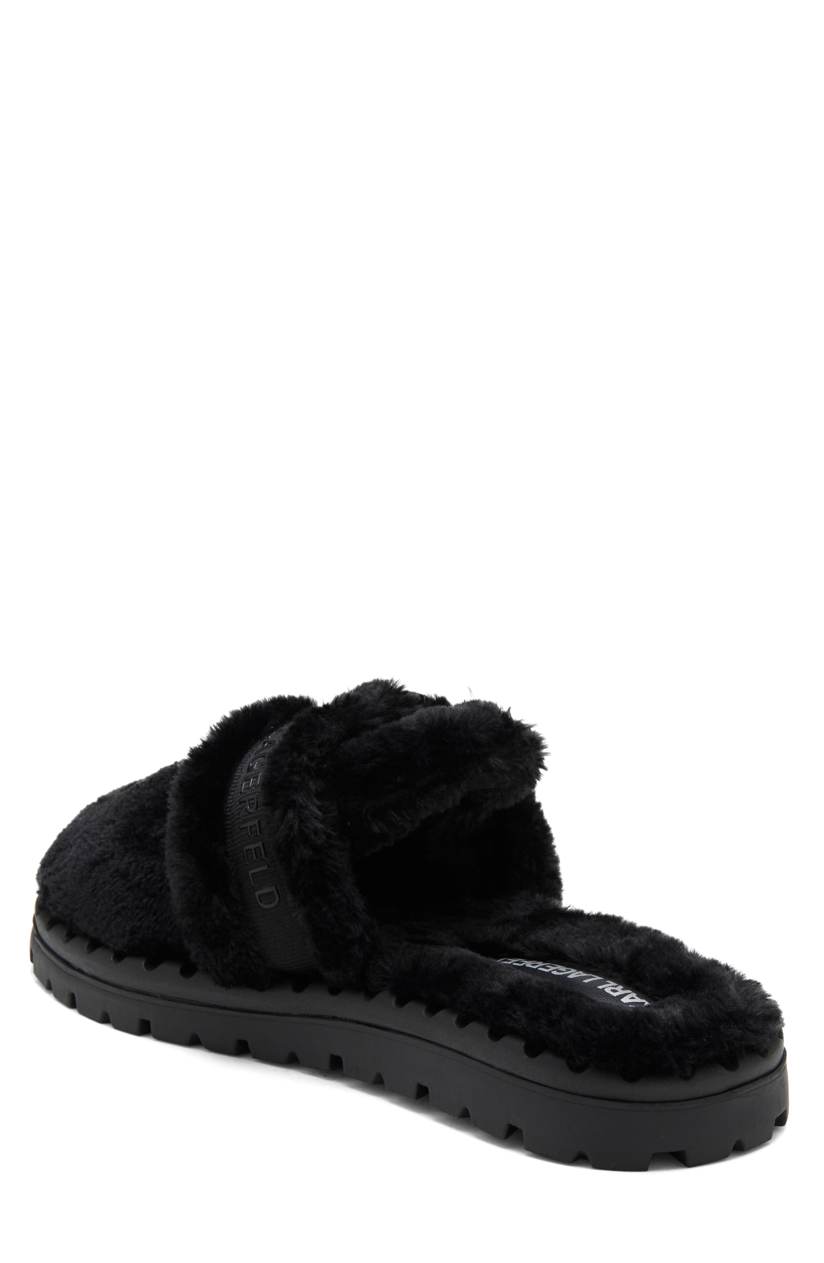 Faux Fur Clog, Alternate, color, BLACK