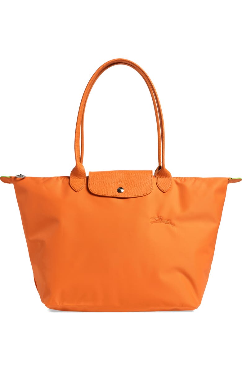 Longchamp Le Pliage Green Recycled Canvas Large Shoulder Tote, Main, color, Orange