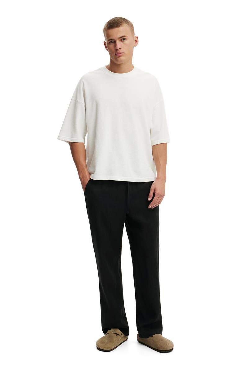 Cotton On Men's Baggy Linen Pant, Alternate, color, Black