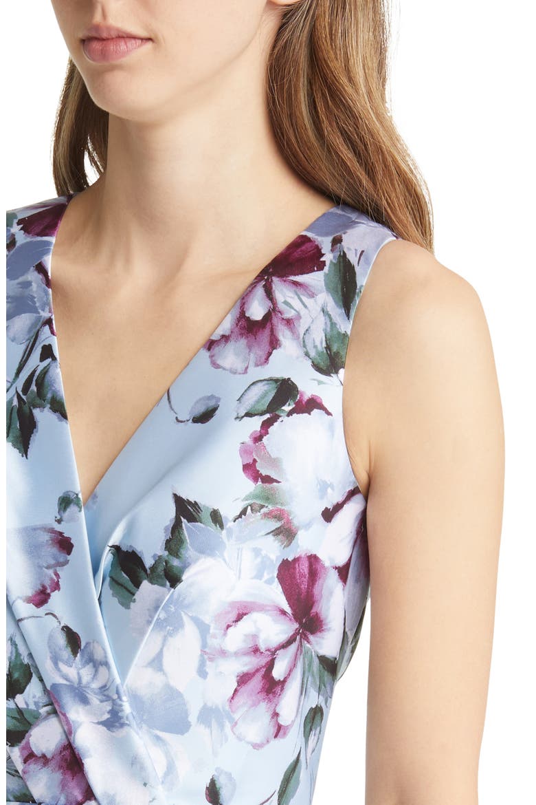 Floral High-Low Cocktail Dress, Alternate, color, SKY COMBO