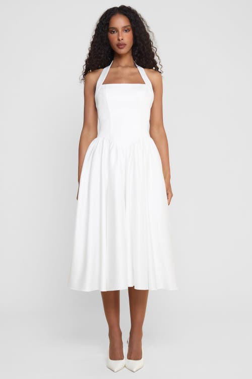 Leau Hart Halter Corset Midi Dress In White