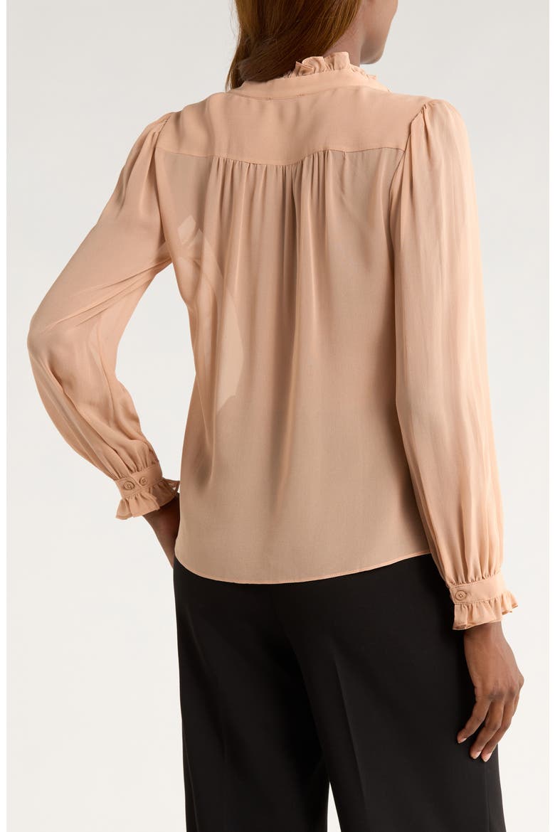 Leya Ruffle Silk Georgette Shirt, Alternate, color, BALLET PINK