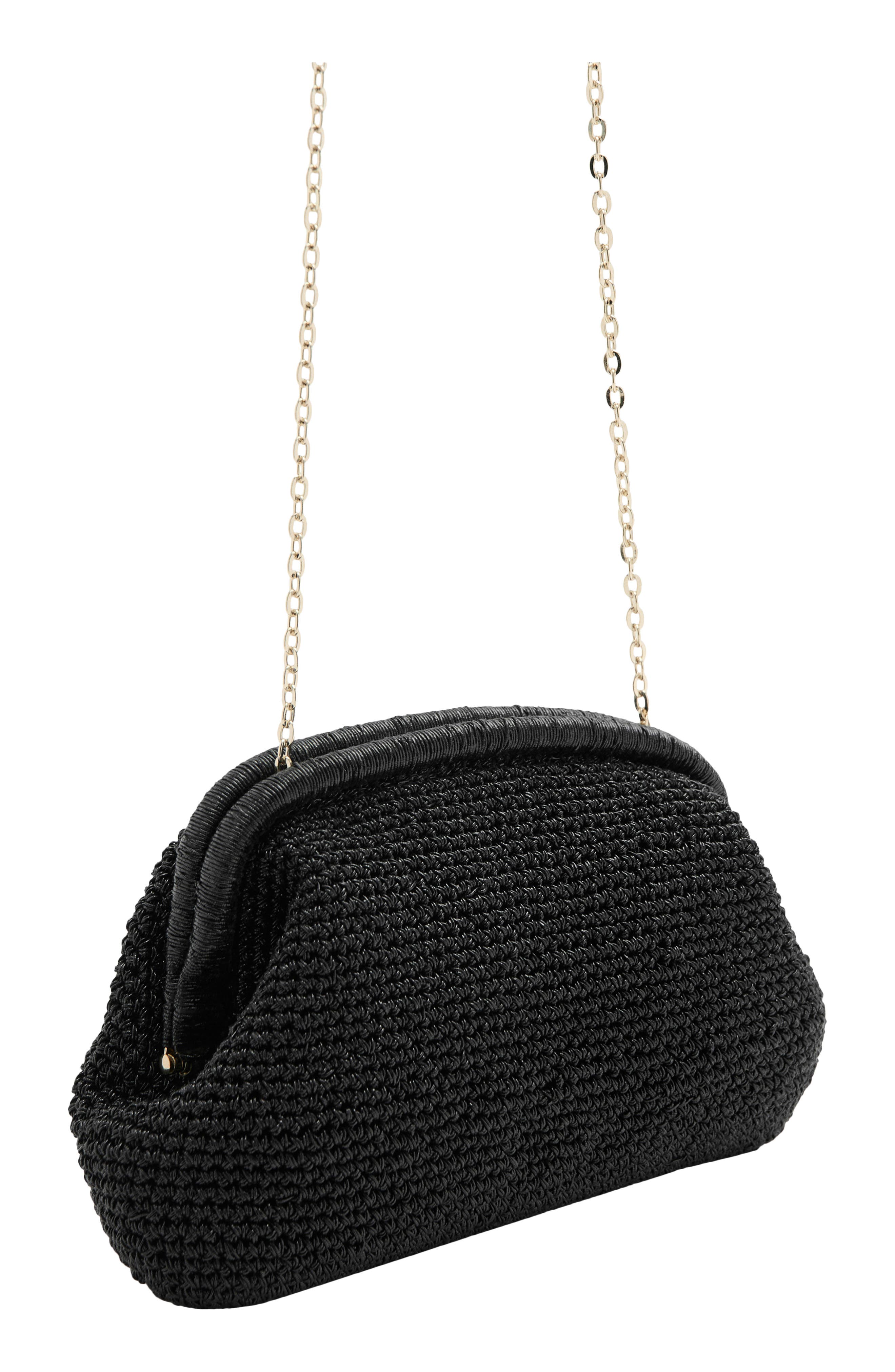 MANGO Metallic Frame Clutch, Alternate, color, Black