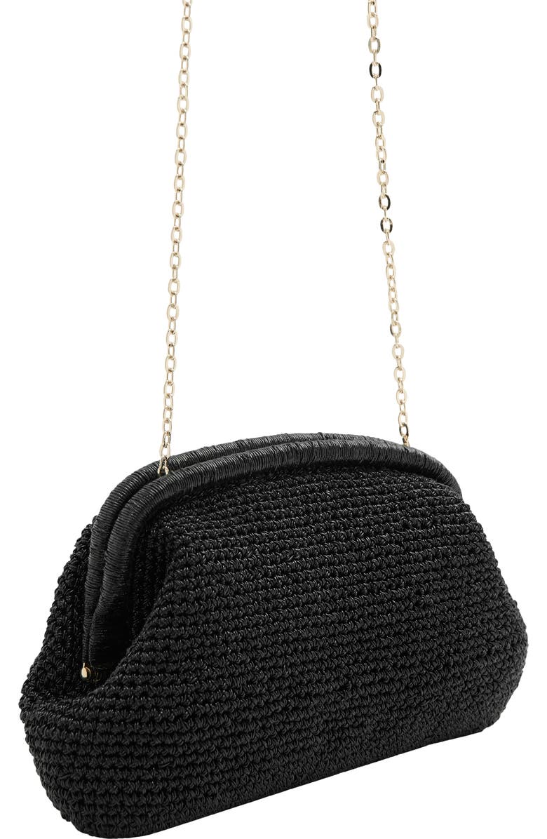 MANGO Metallic Frame Clutch, Alternate, color, Black