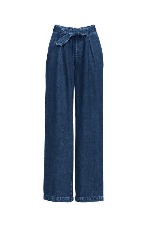 Lands' End High Ridge Twill Pull On Pleated Wide Leg Pants In Crawford Wash