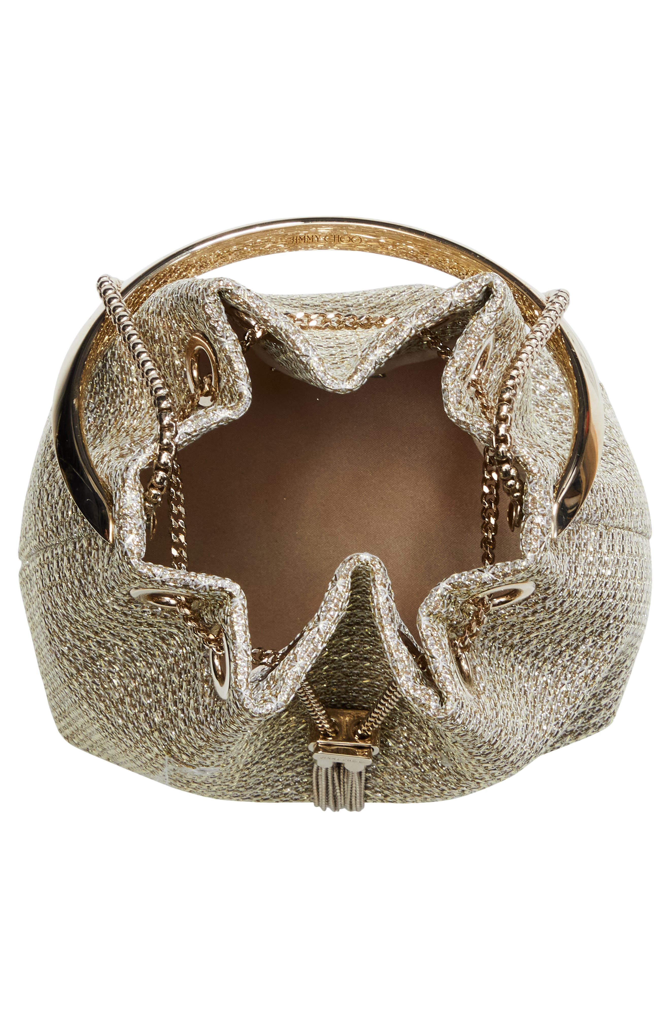 Jimmy Choo Bon Bon Woven Metallic Top Handle Bag, Alternate, color, 