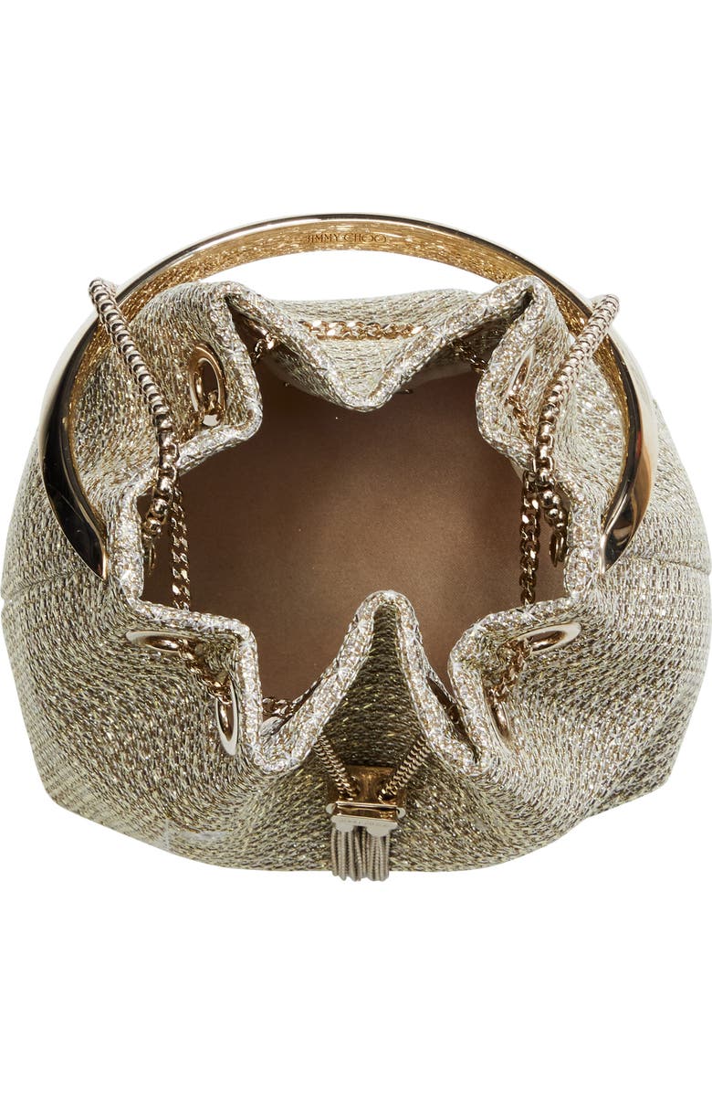 Jimmy Choo Bon Bon Woven Metallic Top Handle Bag, Alternate, color,