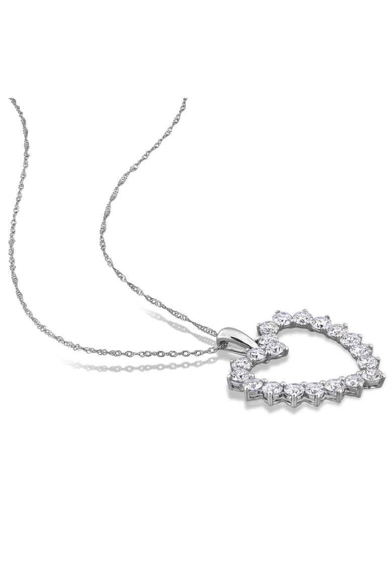 Lab-Grown Diamond Open Heart Necklace 14k, Alternate, color, White Gold