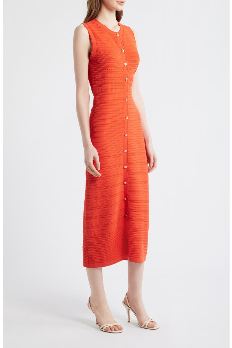 The Alessandra Sleeveless Button Front Knit Midi Dress, Alternate, color, ORANGE DREAM