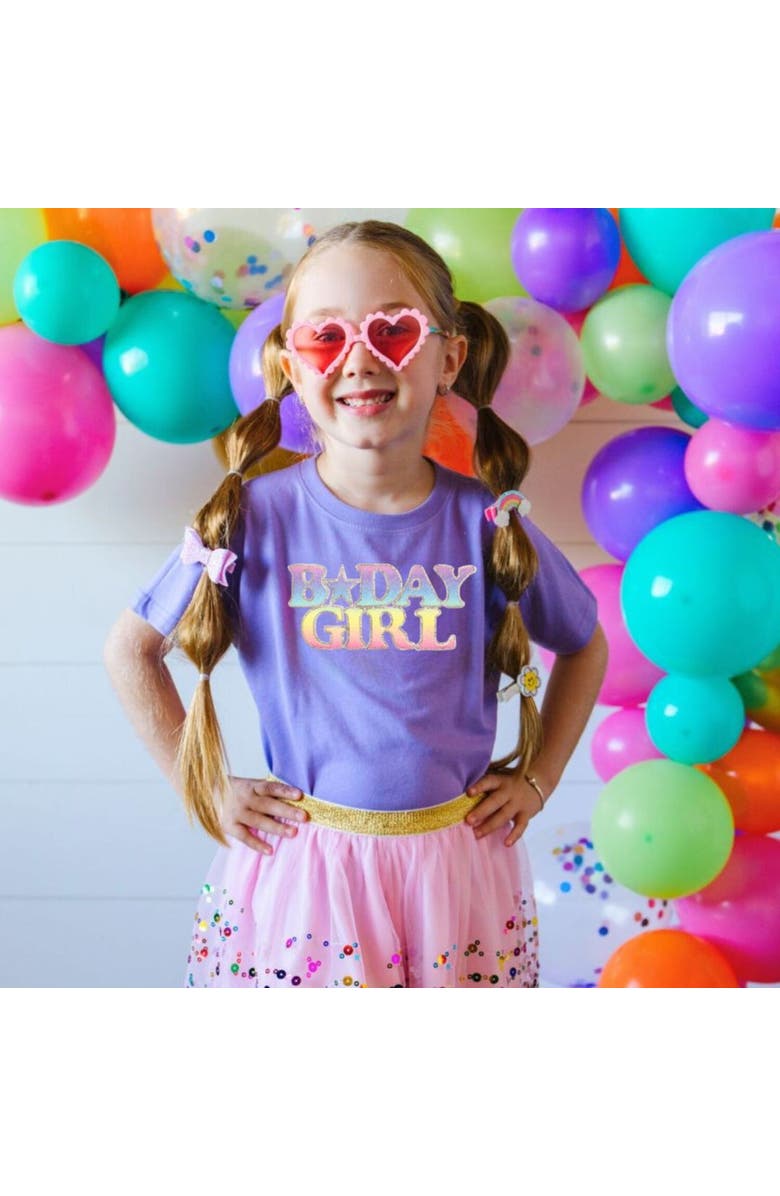 Sweet Wink Pastel Rainbow BDay Girl Patch Short Sleeve T-Shirt, Alternate, color, Lavender