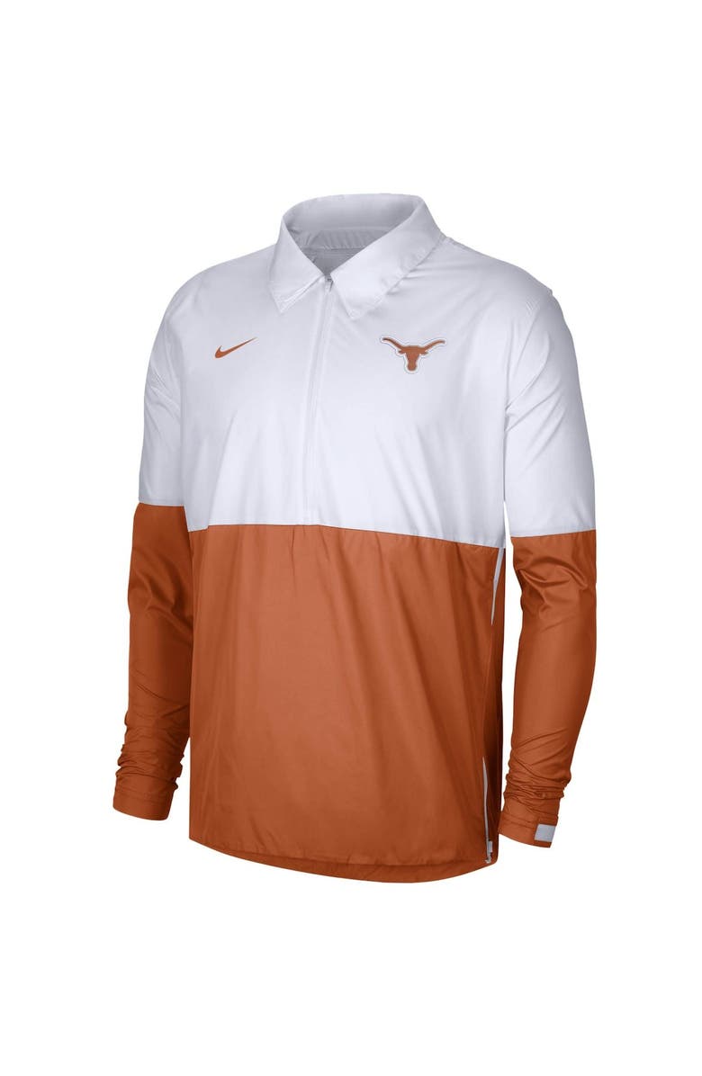 Nike Men's Nike White/Burnt Orange Texas Longhorns Half-Zip Lightweight Coaches Jacket, Alternate, color,