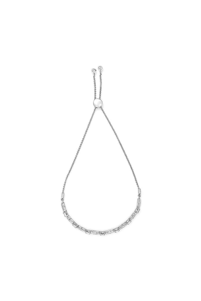 Silver 1/4 Cttw Diamond Bolo Square and Rectangle Bolo Bracelet, Alternate, color, White