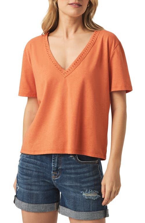 Splendid Dawn Crochet Trim Tee In Orange
