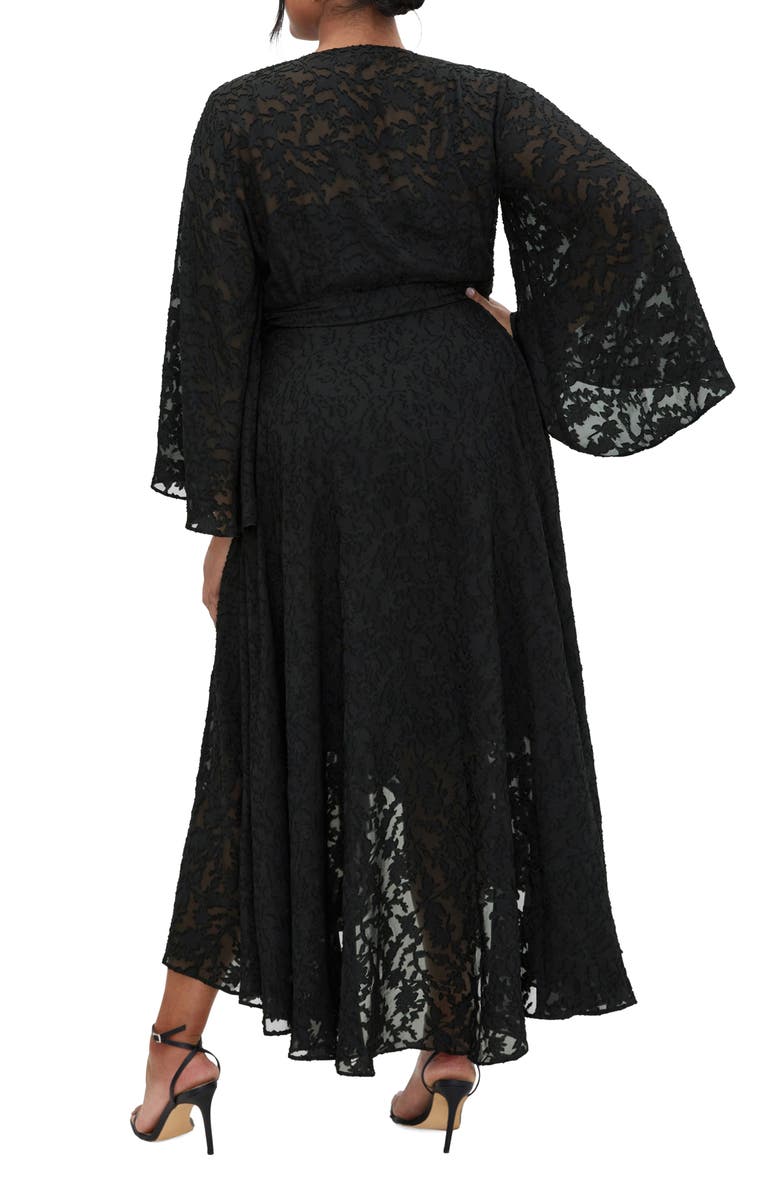 City Chic Fleetwood Jacquard Long Sleeve Wrap Maxi Dress, Alternate, color,