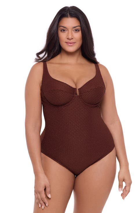 Novelty Texture Underwire One Piece Swimsuit