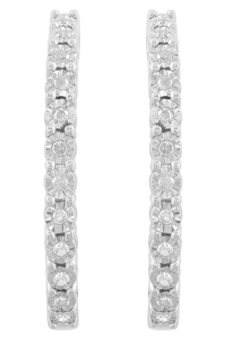 Sterling Silver Diamond Hoop Earrings, Alternate, color, SILVER