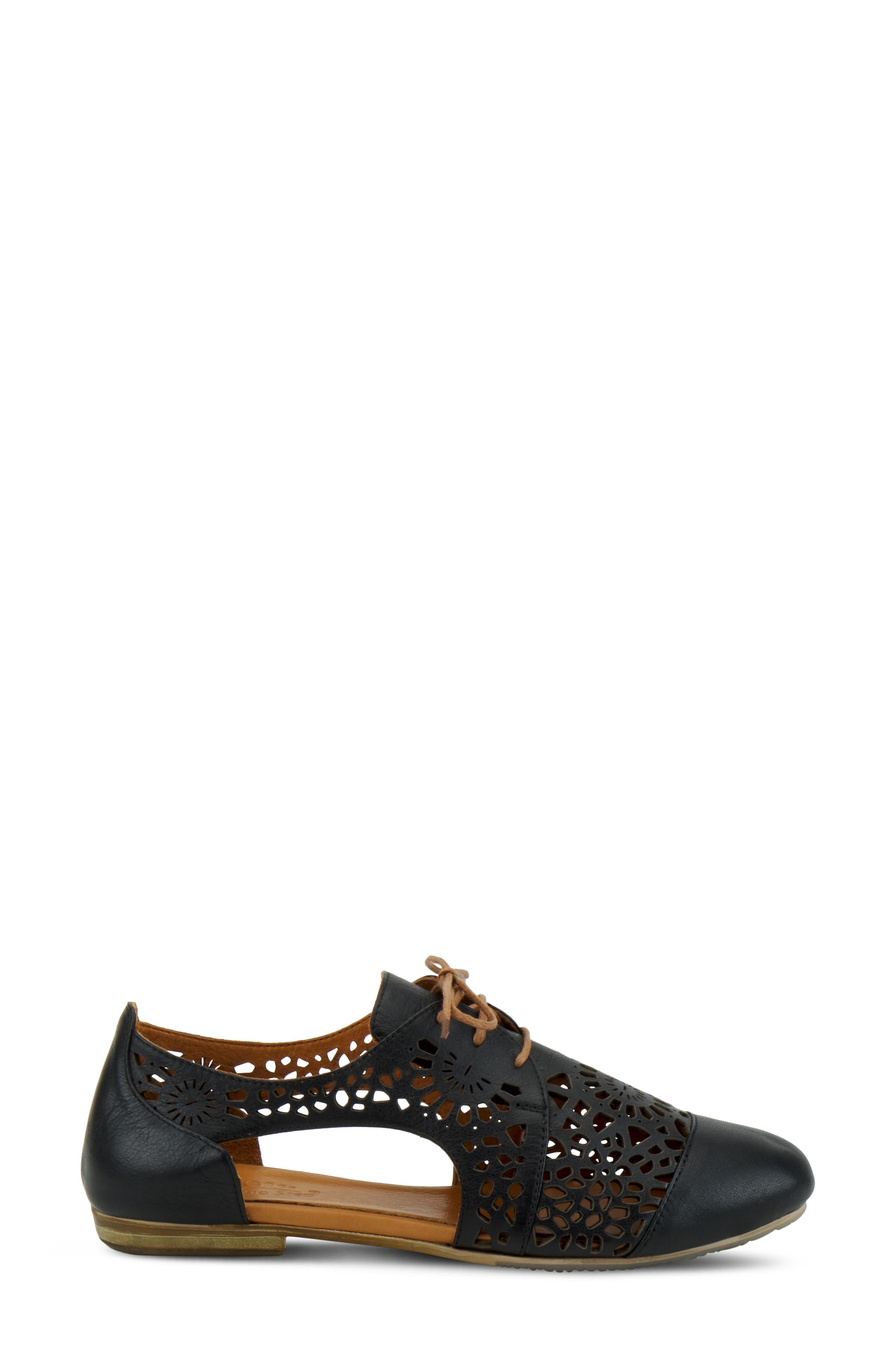 Spring Step Theone Cutout Derby Flat, Alternate, color, Black Leather