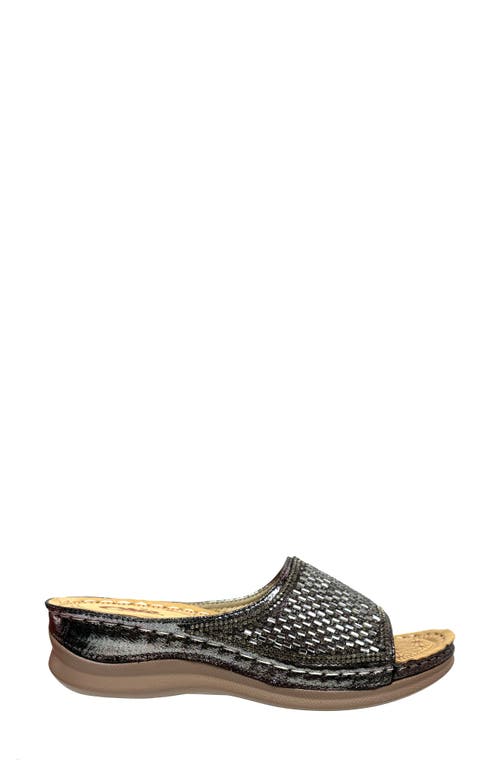Chic By Lady Couture Rhinestone Wedge Slide Sandal In Pewter