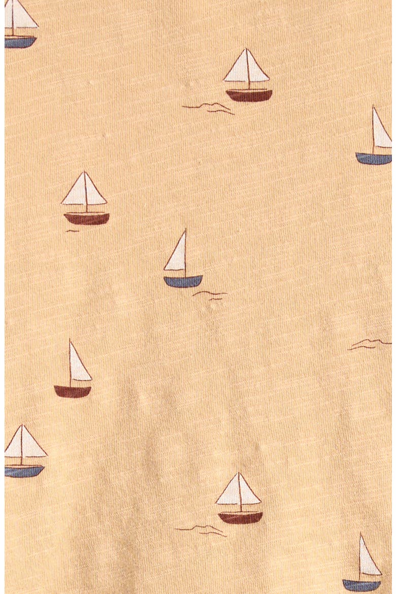 Sailboats Cotton T-Shirt & Shorts Set, Alternate, color, BUTTERSCOTCH