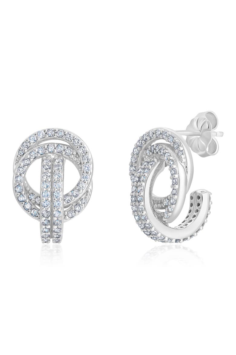 Pavé Huggie Hoop Earrings, Main, color, PLATINUM