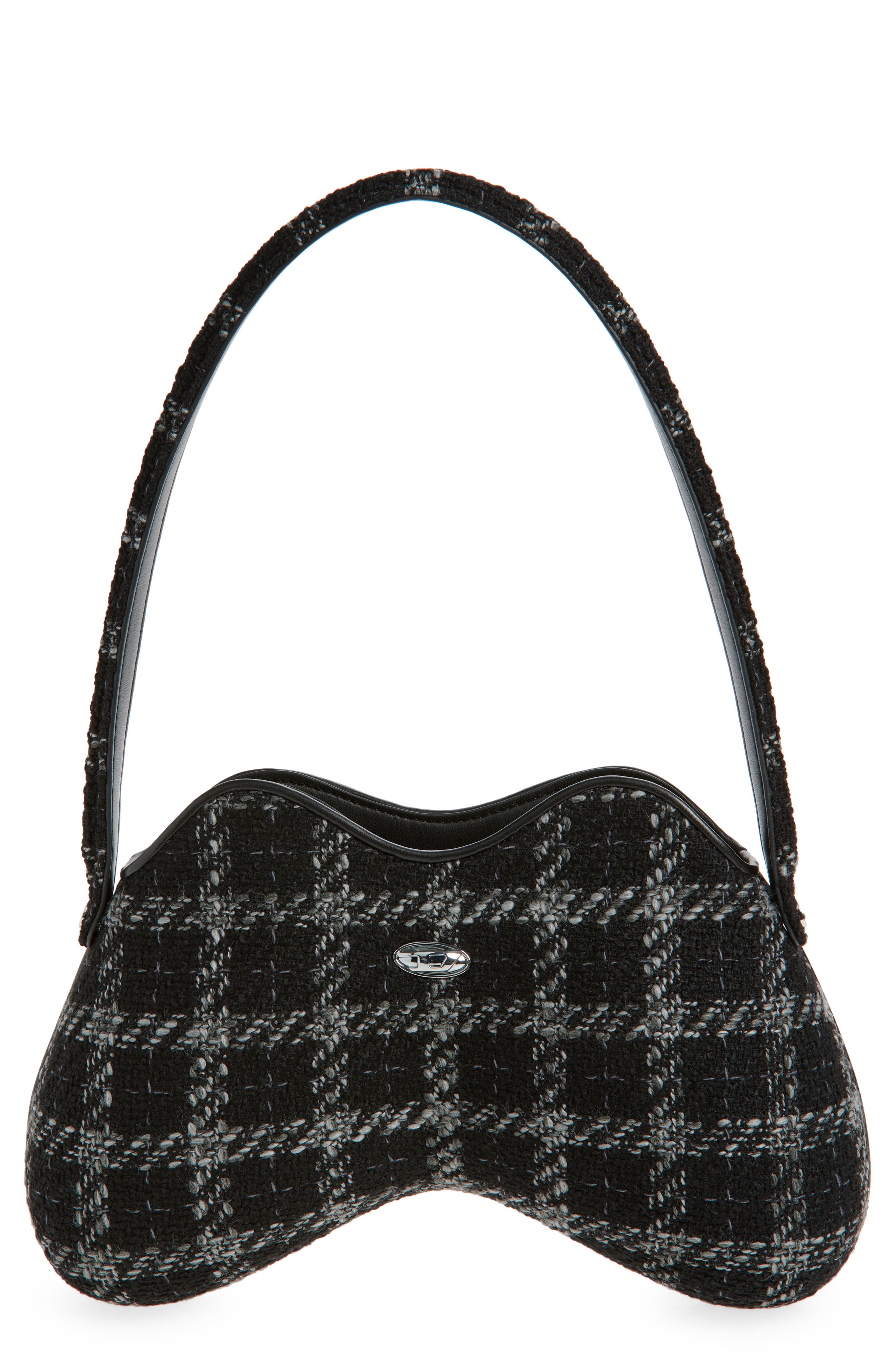 DIESEL<sup>®</sup> Double-D Tweed Shoulder Bag, Main, color, Black
