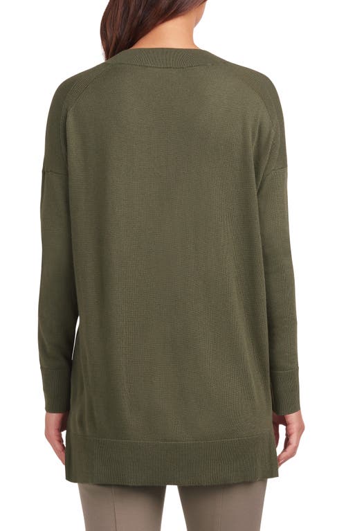 Matty M . Side Slit Sweater In Green