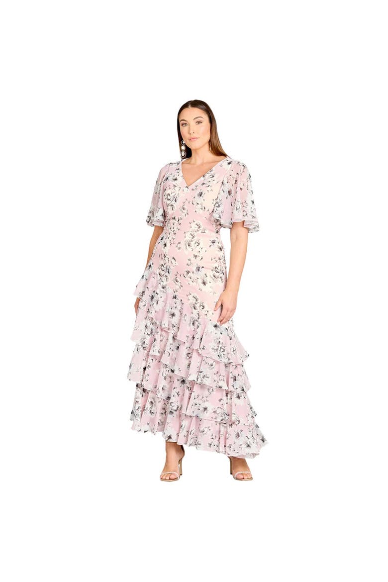 Cape Sleeve Print Dress, Main, color, Blush