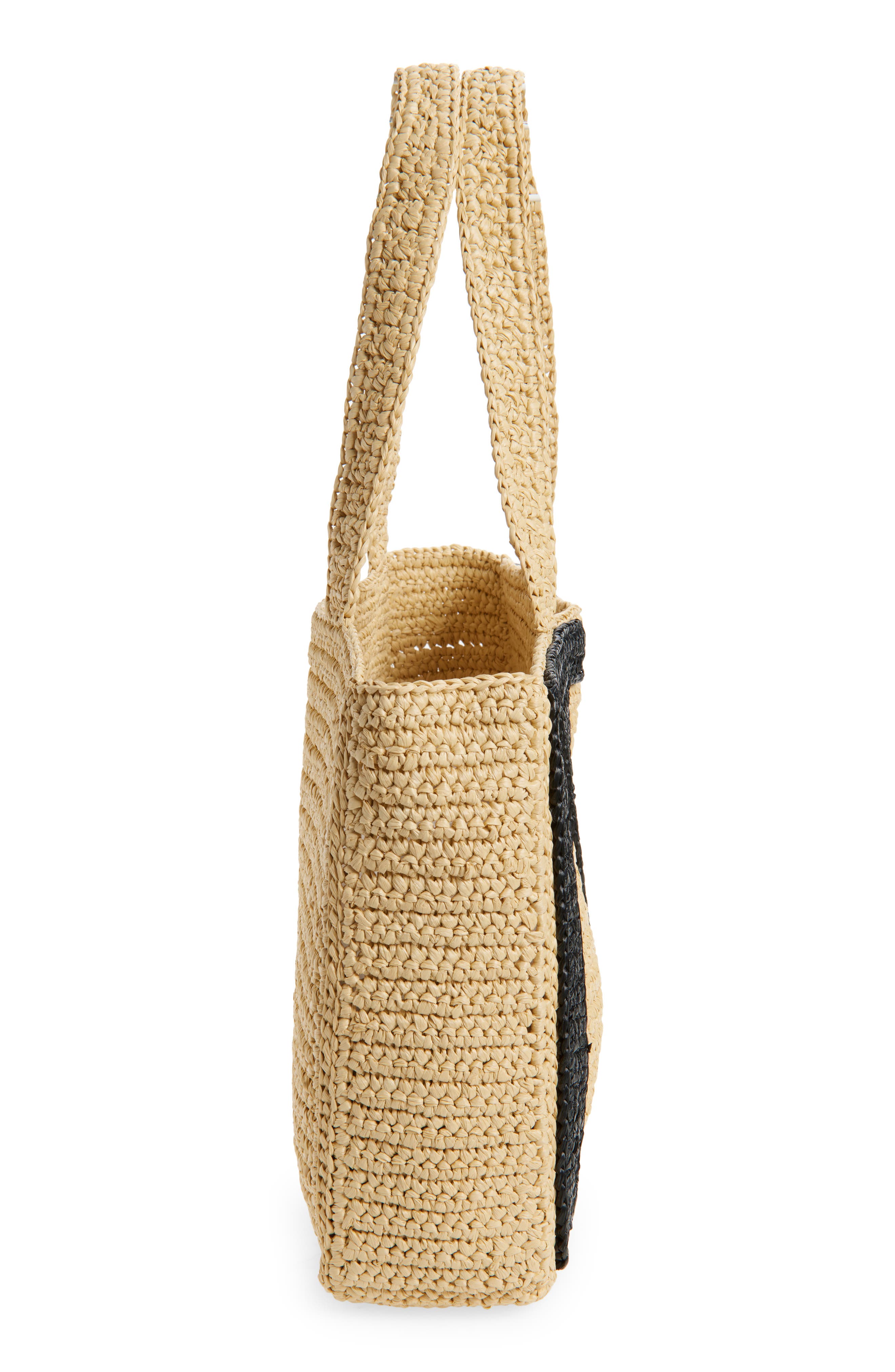 Valentino Garavani Large Viva Superstar Raffia Tote, Alternate, color, Naturale/ Nero